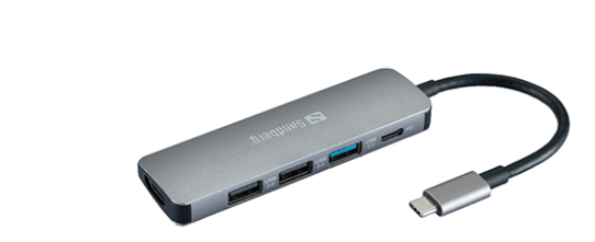 Adapteris Sandberg USB-C Dock HDMI+3xUSB+PD 100W 136-32