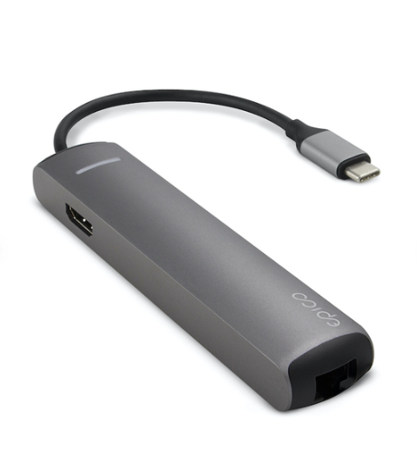 Adapteris Epico USB Type-C HUB SLIM (4K HDMI & Ethernet)