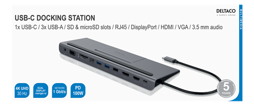 Adapteris DELTACO USBC-DOCK1