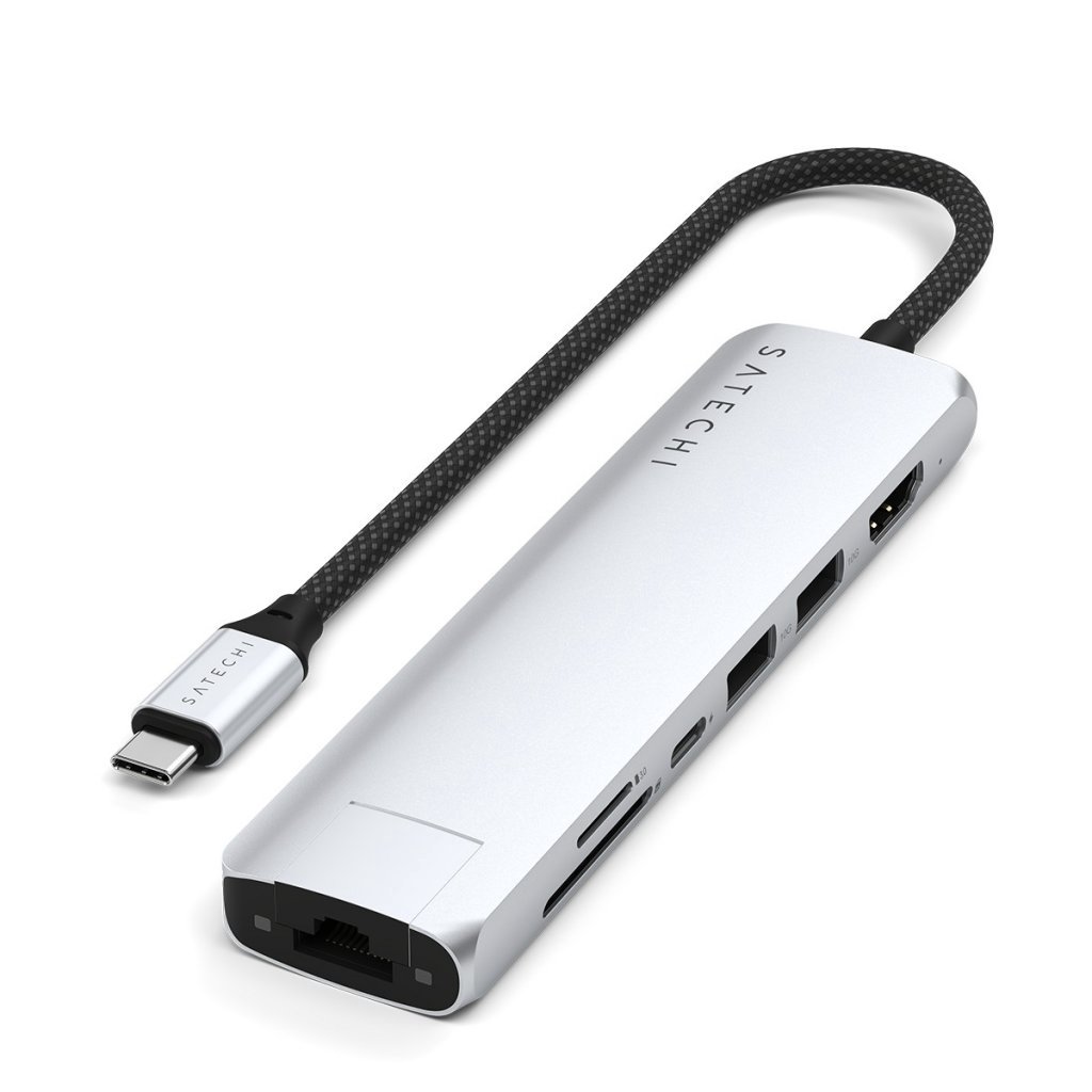 Satechi 7-in-1 USB-C Slim Multiport Adapter with Ethernet - Silver