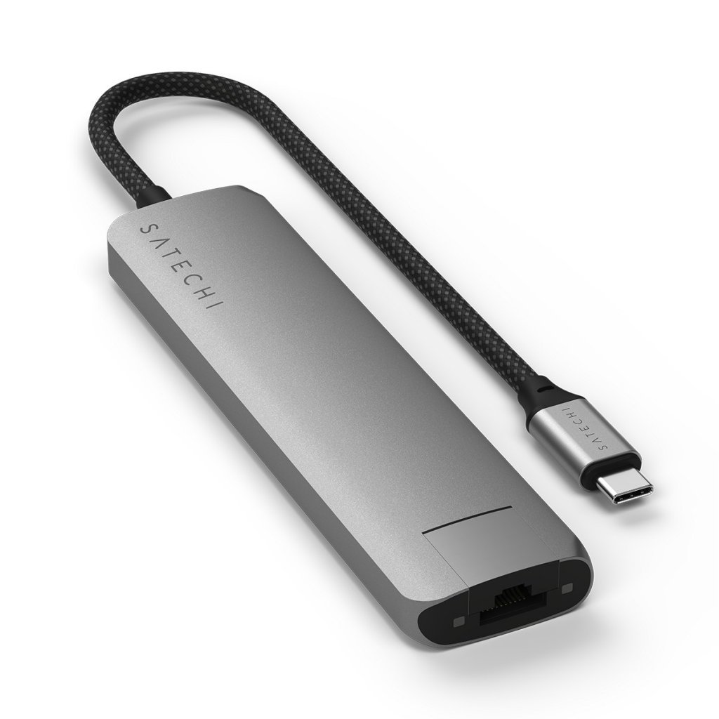 Satechi 7-in-1 USB-C Slim Multiport Adapter with Ethernet - Space Grey