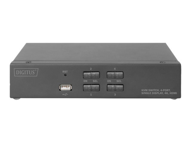 DIGITUS KVM Switch 2x1 HDMI 4-Port Single Display 4K/30Hz FreeSync