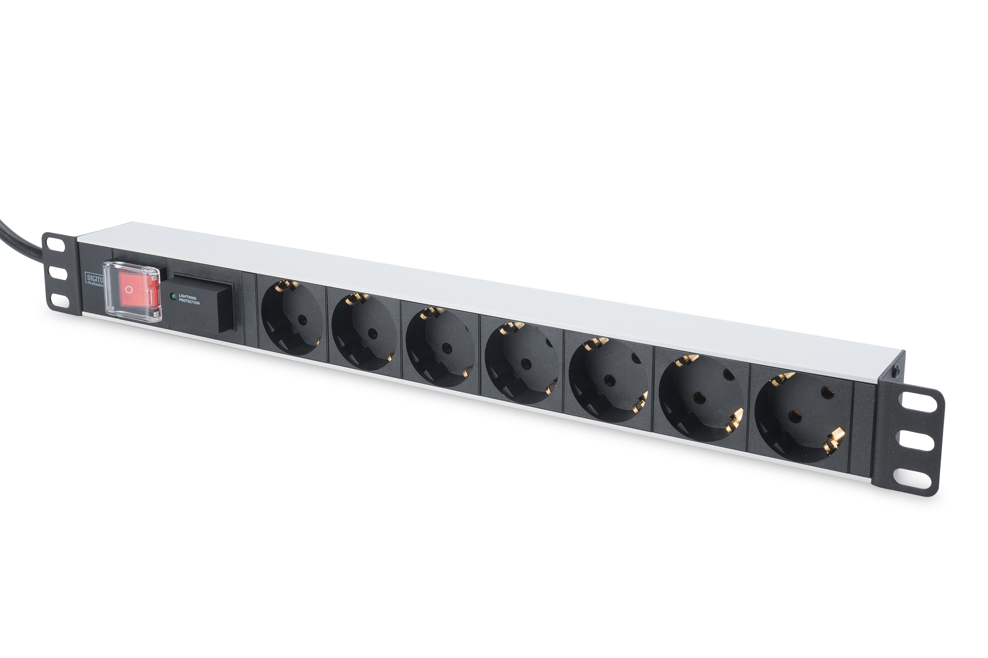 Digitus | 1U Aluminum PDU, rackmountable, 7x safety outlet 16A Plug, 250VAC 50/60Hz, switch, surge protection | DN-95407