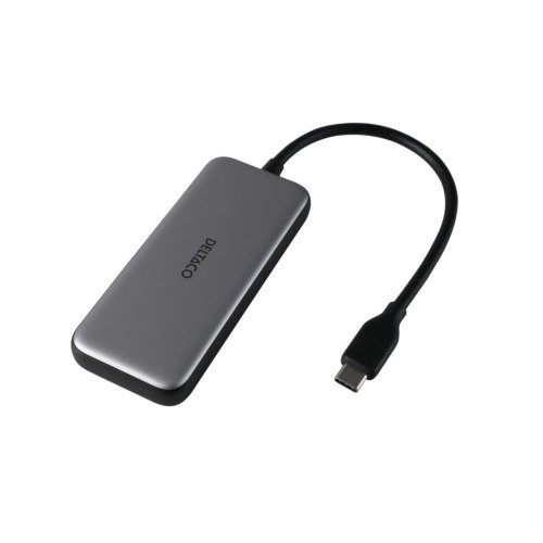 Adapteris DELTACO USB-C hub su 4-ports, 5 Gbit/s, 100W PD, sidabrinis /  USBC-HUB204