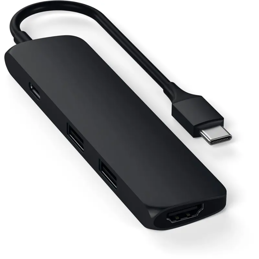 Adapteris Satechi Slim USB-C MultiPort with 4K HDMI Video Output and 2 USB 3.0 Ports-Black