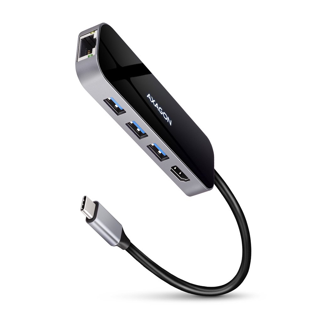 Adapteris Axagon Multiport USB 3.2 Gen 1 hub. HDMI, Gigabit LAN and Power Delivery