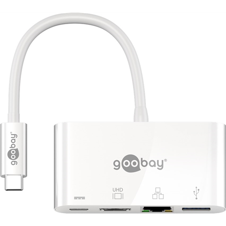 Adapteris Goobay USB-C Multiport Adapter (HDMI+Ethernet, PD) 62105 White