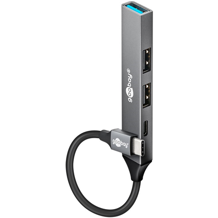 Adapteris ir šokotuvas Goobay Slim 4-Port USB Hub, USB-C to USB-C/USB-A, 5 Gbit/s  74459