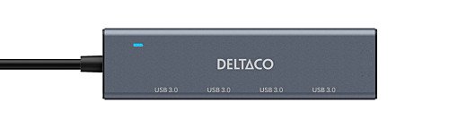 Adapteris DELTACO USB-C - 4x USB-A, 5 Gbps, pilkas aliuminis / UH-738