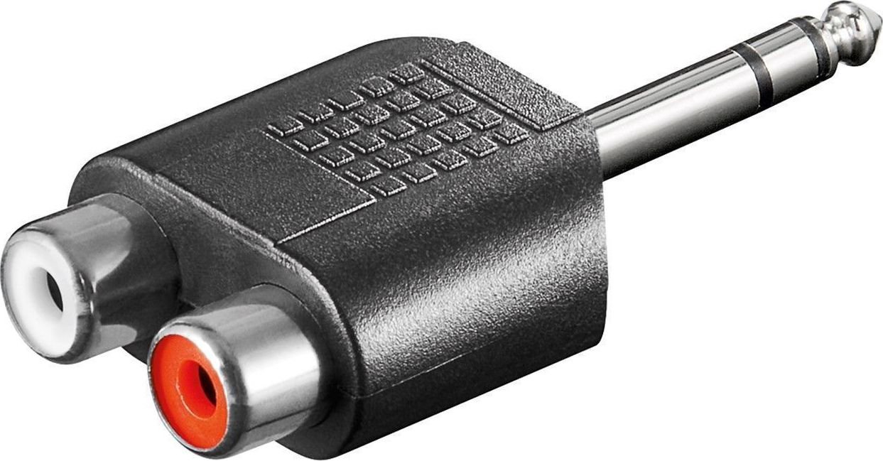 AV adapter MicroConnect Jack 6.3mm - RCA (Cinch) x2 black (AUDANH)