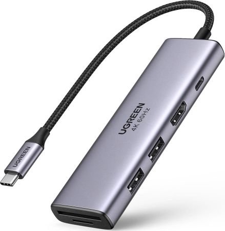 HUB USB Ugreen CM511 1x SD 1x USB-C 1x TF + 2x USB-A 3.2 Gen1 (UGR1064GRY)