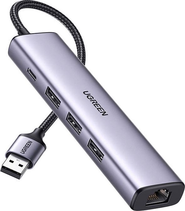 HUB USB Ugreen 1x RJ-45 1x USB-C + 3x USB-A 3.0 (UGR1219SLV)