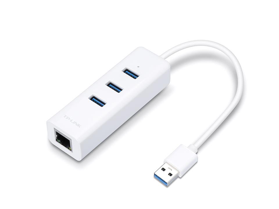 Šakotuvas TP-LINK  USB 3.0 -> USBx3.0 + Ethernet (RJ45), baltas