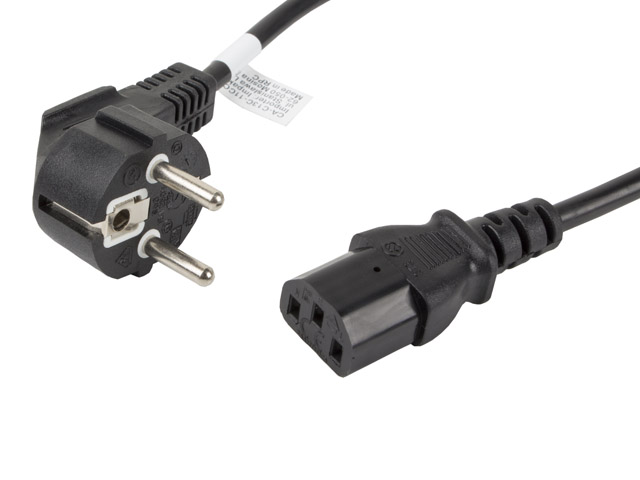 Lanberg CEE 7/7->IEC 320 C13 power cord 1.8m VDE, black | Lanberg