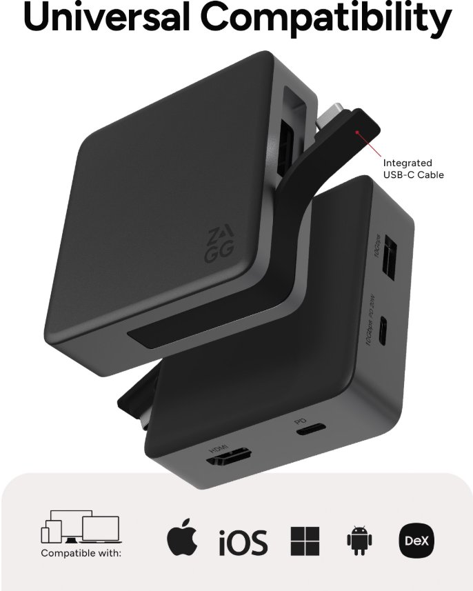 ZAGG 4 Port Hub Black/Grey