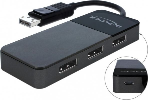 Delock Splitter video Displayport male - 3x Displayport female