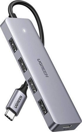 HUB USB Ugreen 4w1 adapter UGREEN Hub USB-C up to 4x USB 3.0 + USB-C (grey)