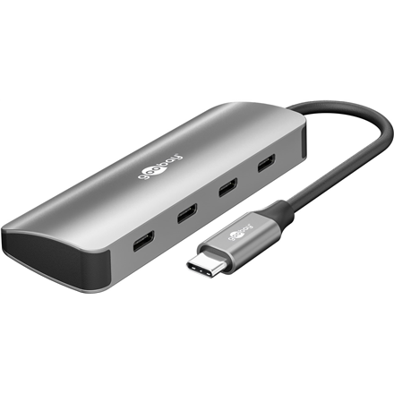 Adapteris ir šokotuvas Goobay 76565 Slim 4-Port USB-Hub, USB-C™ auf USB-C™, 10 Gbit/s, Grey