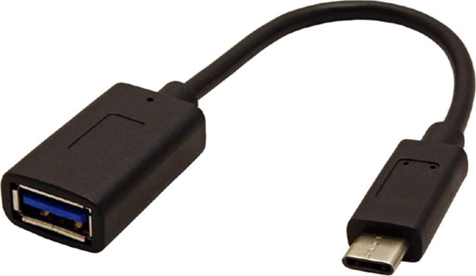 USB cable (3.1), USB A F- USB C M, 0.15m, round, black, plastic bag, OTG cable