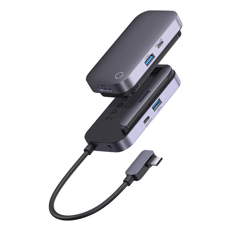 "Baseus PadJoy" serijos 4in1 USB-C USB 3.0 + HDMI + USB-C PD + 3,5 mm lizdas (pilkas)