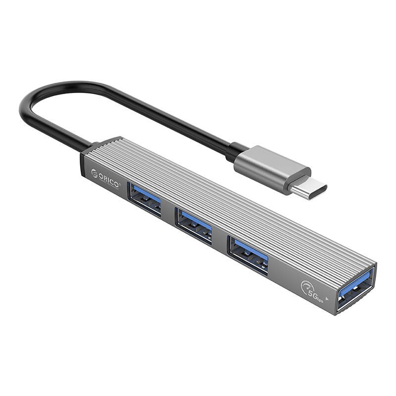 "Orico" koncentratorius USB-C į USB-A 3.0 + 3xUSB-A 2.0 - pilkas