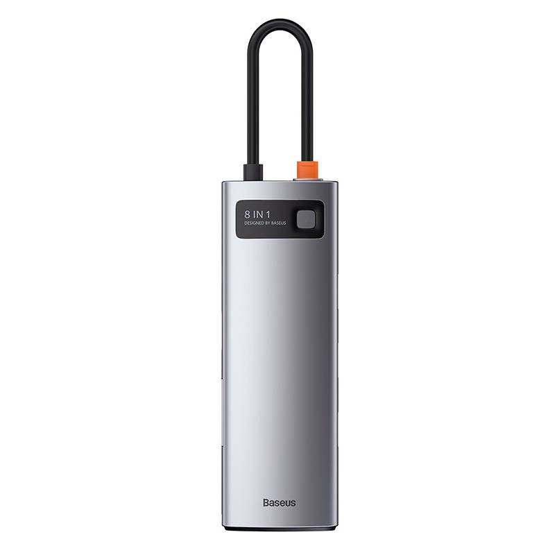 Centratorius 8in1 Baseus Metal Gleam Series, USB-C į 3x USB 3.0 + HDMI + USB-C PD + Ethernet RJ45 + microSD/SD