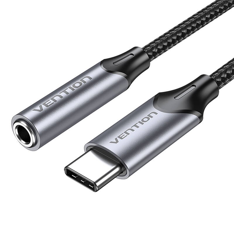 Vention BGMHA USB-C vyriškos ir 3,5 mm jungties adapteris 0,1 m (pilkas)