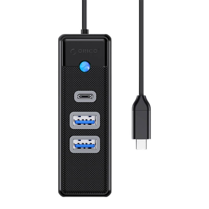 "Orico" USB-C šakotuvas su 2x USB 3.0 + USB-C, 5 Gbps, 0,15 m (juodas)