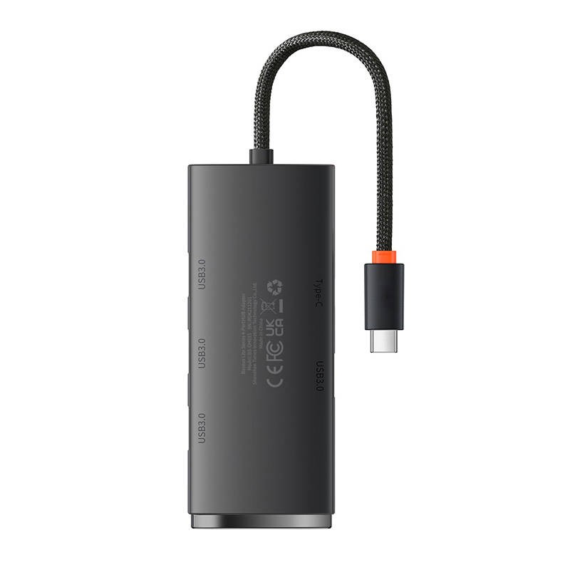 "Baseus Lite" serijos šakotuvas 4in1 USB-C į 4x USB 3.0 + USB-C, 25 cm (juodas)