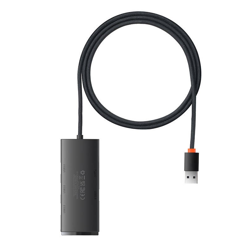 Koncentratorius 4in1 "Baseus Lite" serijos USB ir 4x USB 3.0, 1 m (juodas)