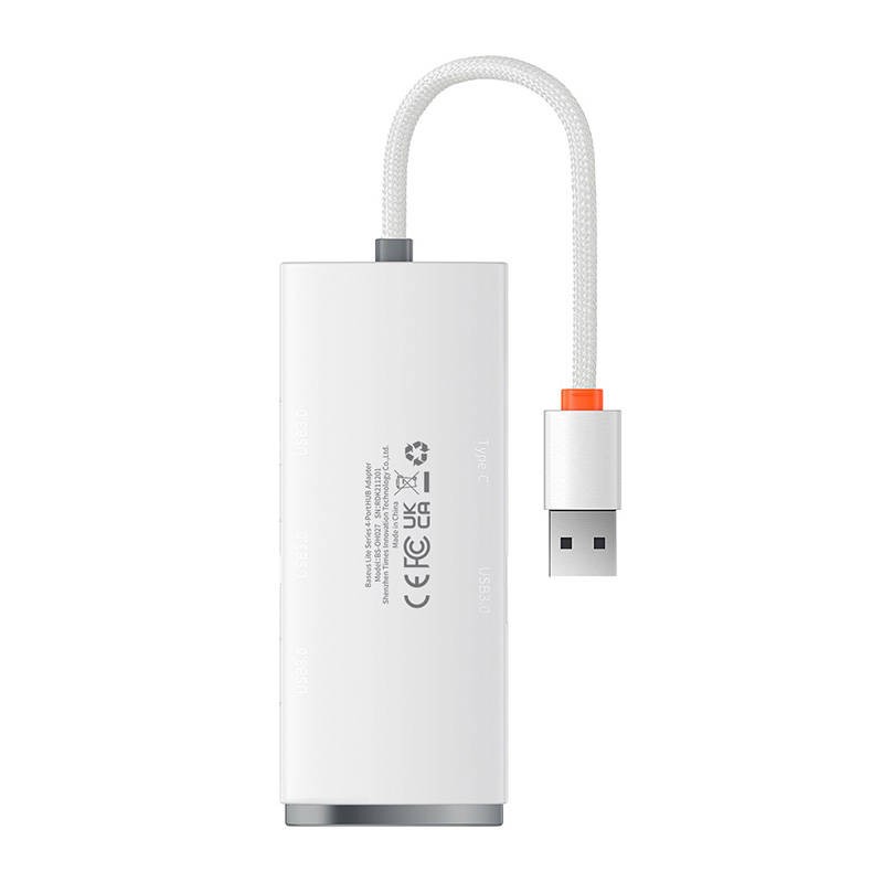 "Baseus Lite" serijos šakotuvas 4in1 USB ir 4x USB 3.0, 25 cm (baltas)