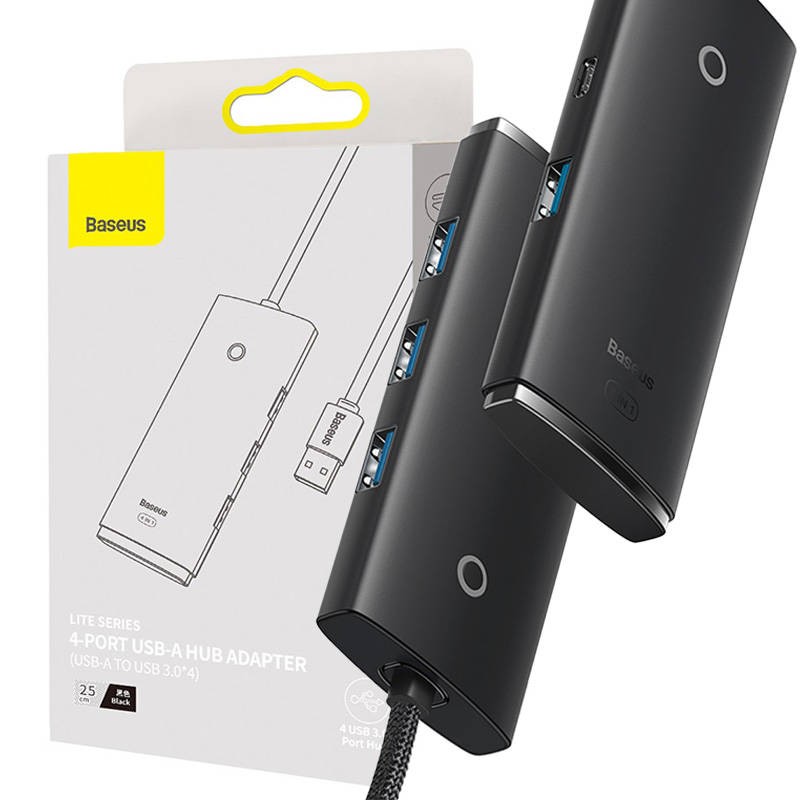 "Baseus Lite" serijos šakotuvas 4in1 USB į 4x USB 3.0, 25 cm (juodas)