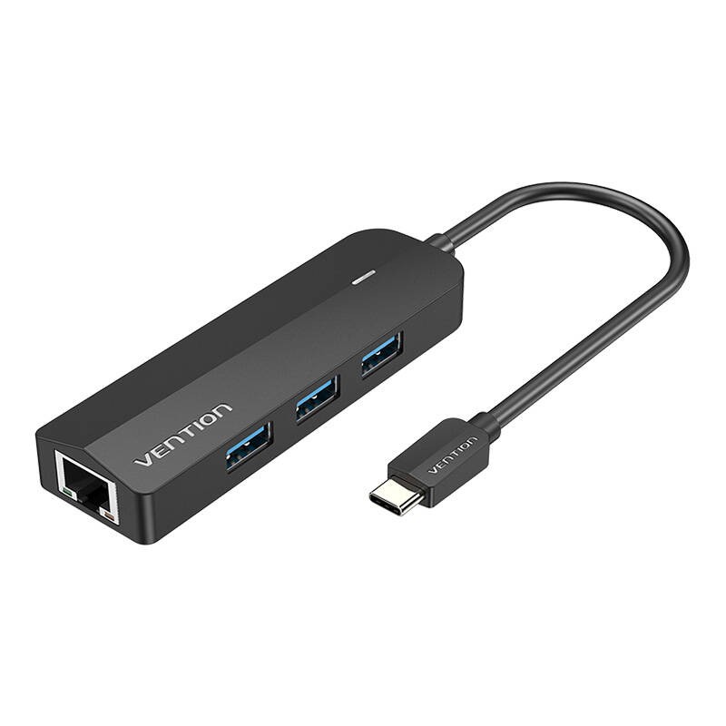 USB-C į 3x USB 3.0, RJ45, Micro-B šakotuvas "Vention TGPBB" 0,15 m juodas