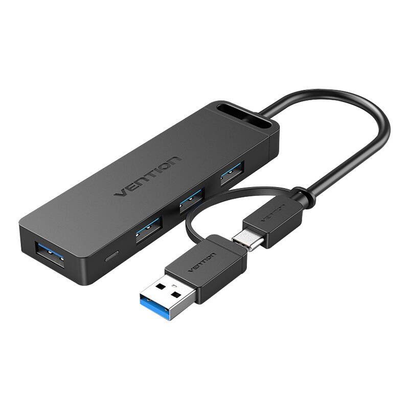 USB 3.0 4 prievadų šakotuvas su USB-C ir USB 3.0 2-in-1 sąsajomis bei maitinimo adapteriu Vention CHTBB 0,15 m