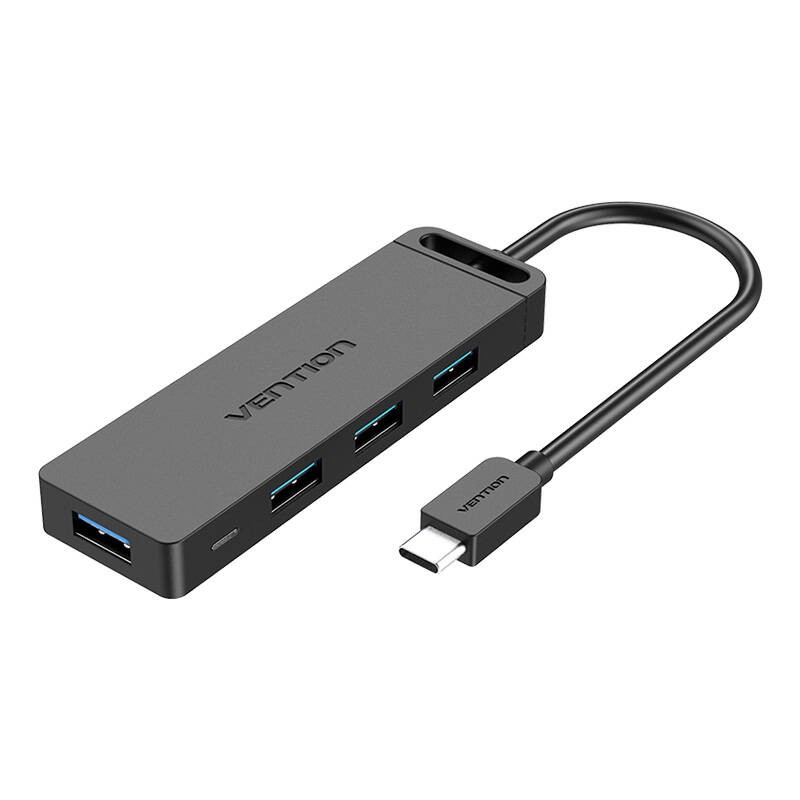 USB-C 3.0 šakotuvas su 4 prievadais ir maitinimo adapteriu Vention TGKBD 0,5 m juodas ABS