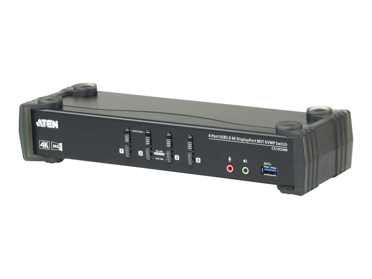 Aten | 4-Port USB3.0 4K DisplayPort KVMP Switch with Built-in MST Hub | CS1924M