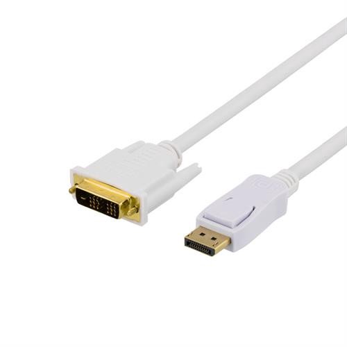 DELTACO DisplayPort to DVI-D Single Link Monitor Cable, Full HD in 60Hz, 2m, white, 20-pin ha - 18 +