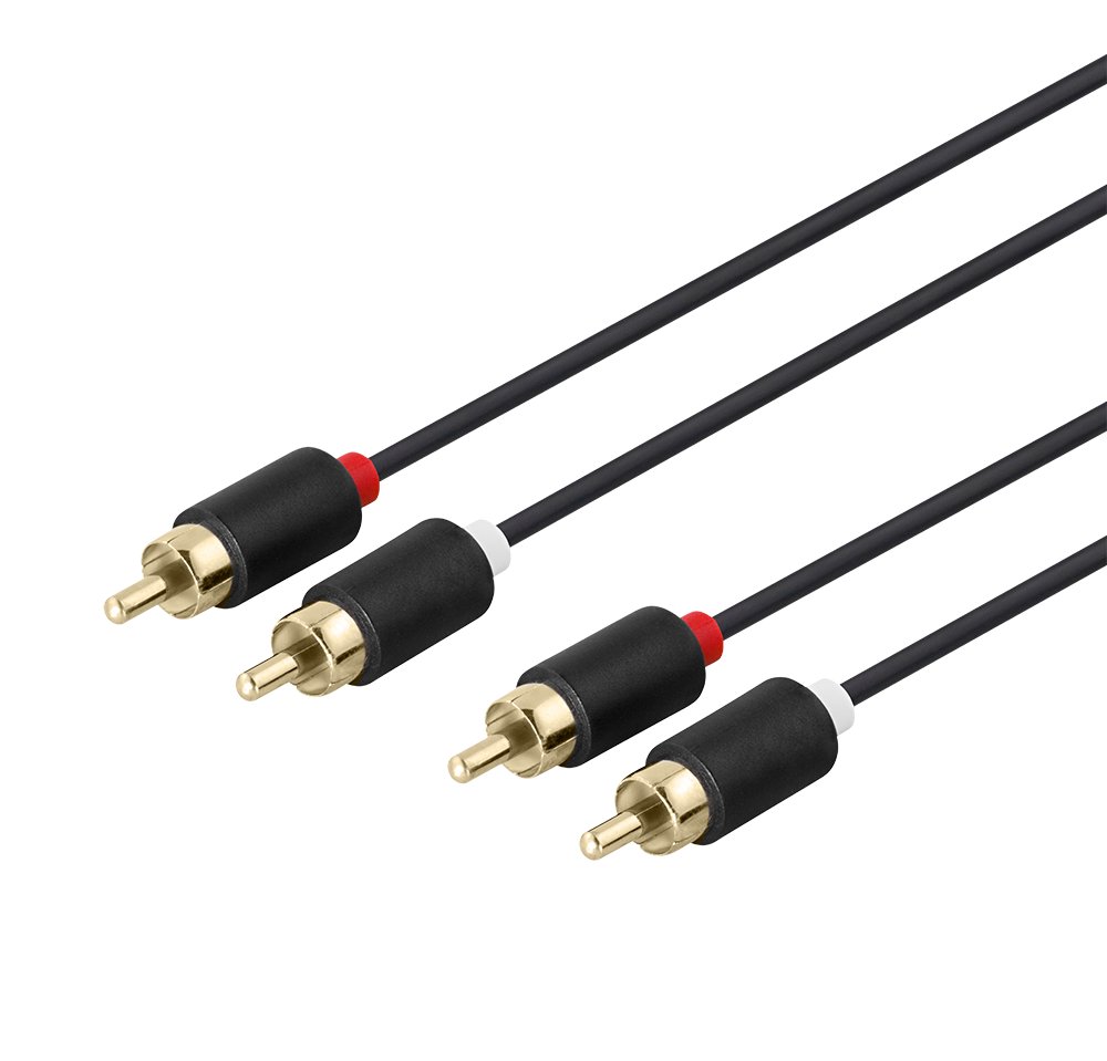 Kabelis DELTACO 2xRCA, gold-plated connectors, 3m, blackAudio