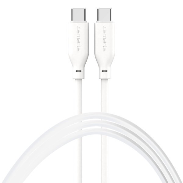 Kabelis 4SMARTS USB-C / USB-C Silicone Cable High Flex, 60W, 1.5m, White