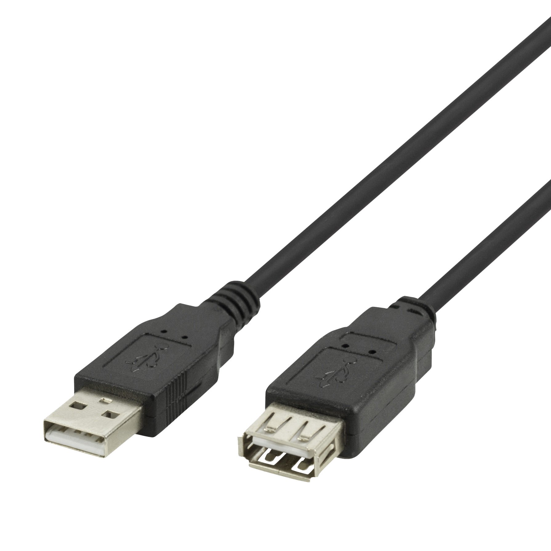 Kabelis DELTACO USB-A kištukas - USB-A lizdas, 2m, juodas