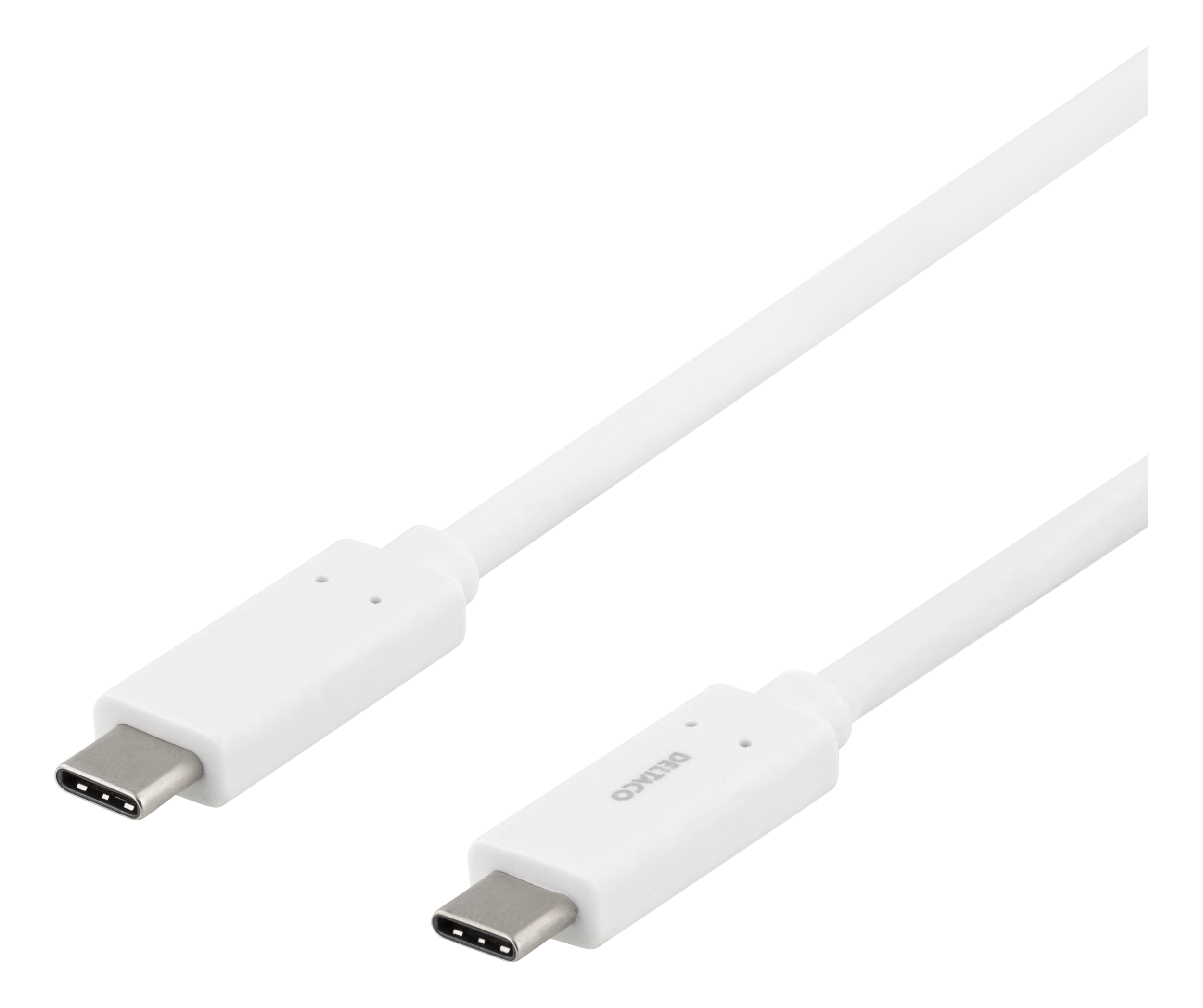 DELTACO USB-C į USB-C laidas, 1m, USB 3.1 Gen, E-Marker, 3A, baltasUSB-C laidas, skirtas prijungti