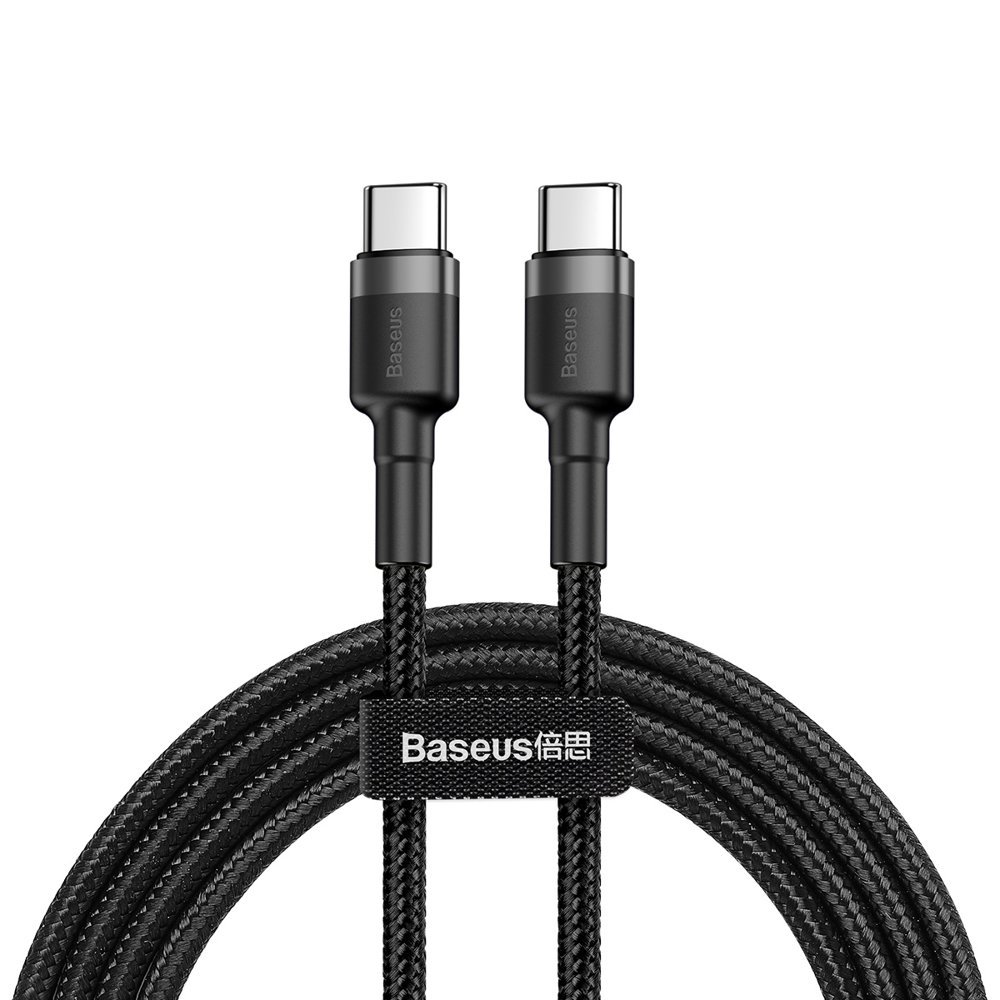 Kabelis BASEUS USB C kištukas - USB C kištukas 2.0m su QC3.0, pilkdas/juodas