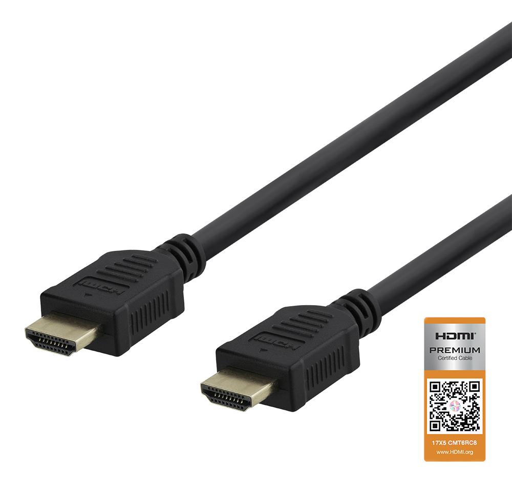 Kabelis DELTACO Premium High Speed HDMI, 4K UHD, 0.5m, juodas / HDMI-1005-K / 00100001