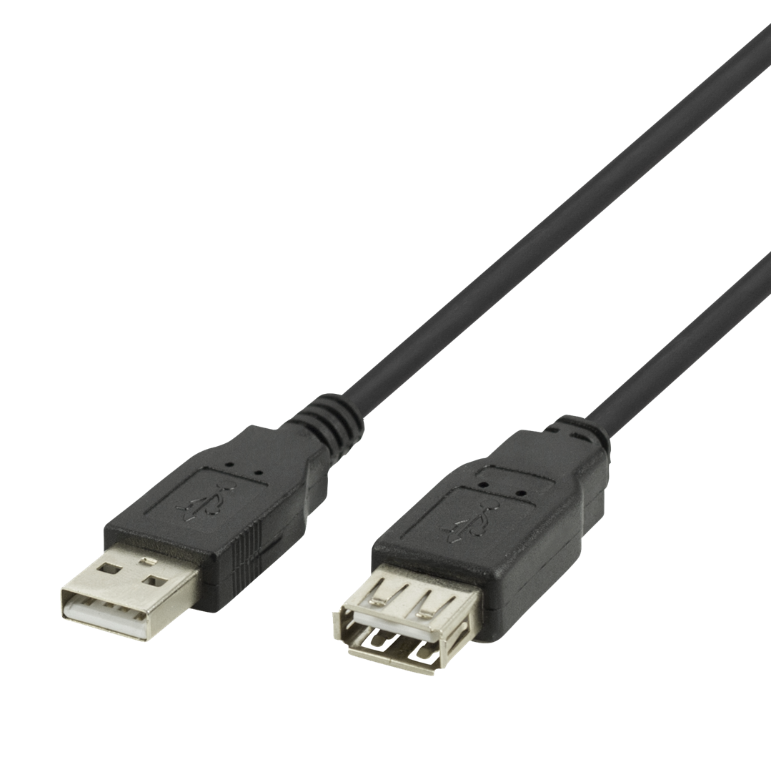 Kabelis DELTACO USB ilgintuvas, USB-A kištukas - USB-A lizdas, 1m juodas / 00140004