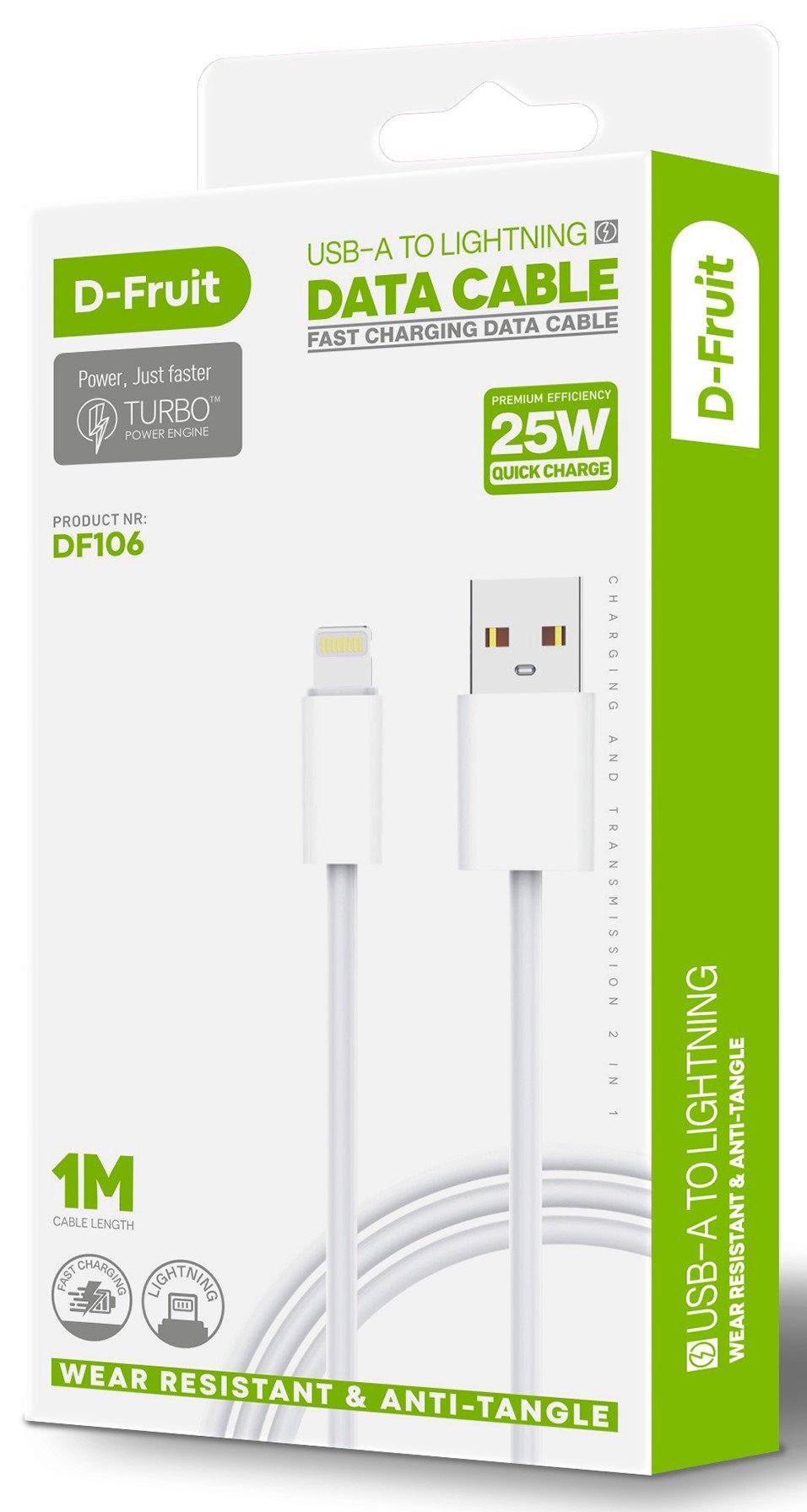 D-Fruit cable USB-A - Lightning 1m, white (DF106)