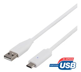 DELTACO USB 2.0 kabelis, C tipas - A tipas, 0,5 m, baltas Kabelis su pasukama USB C tipo jungtimi ir