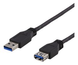 DELTACO USB 3.1 Gen1 prailginimo kabelis, 1m, USB-A, USB-A, juodas• 1 m ilgio kabelio • USB-A -