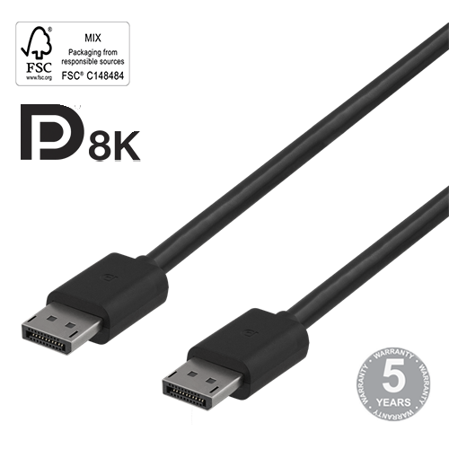 Kabelis DELTACO DisplayPort, 8K, DP 1.4, 1m, juodas / 00110014