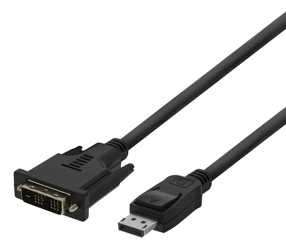 Kabelis DELTACO DisplayPort į DVI-D Single Link, Full HD 60Hz, 2m, juodas / DP-2020-K