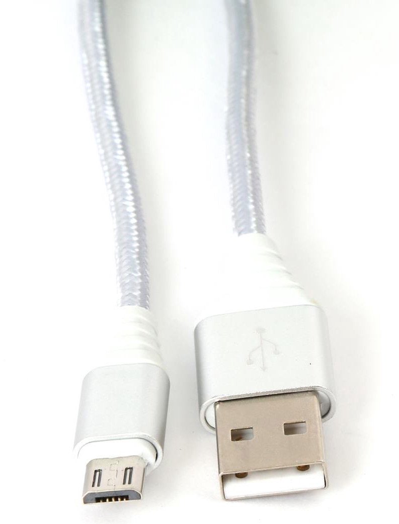 Omega cable microUSB - USB 1m braided 2A, silver